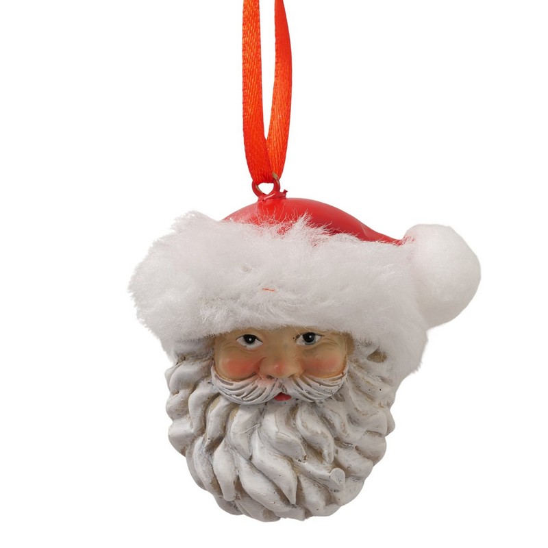 Faccia di Babbo Natale in poliresina da appendere