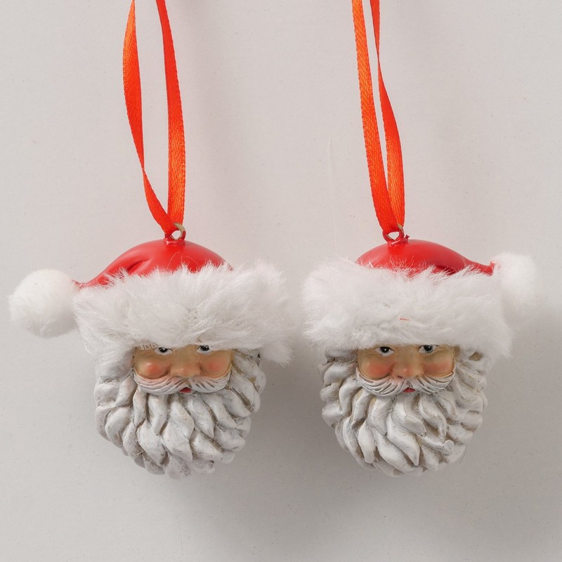 Faccia di Babbo Natale in poliresina da appendere