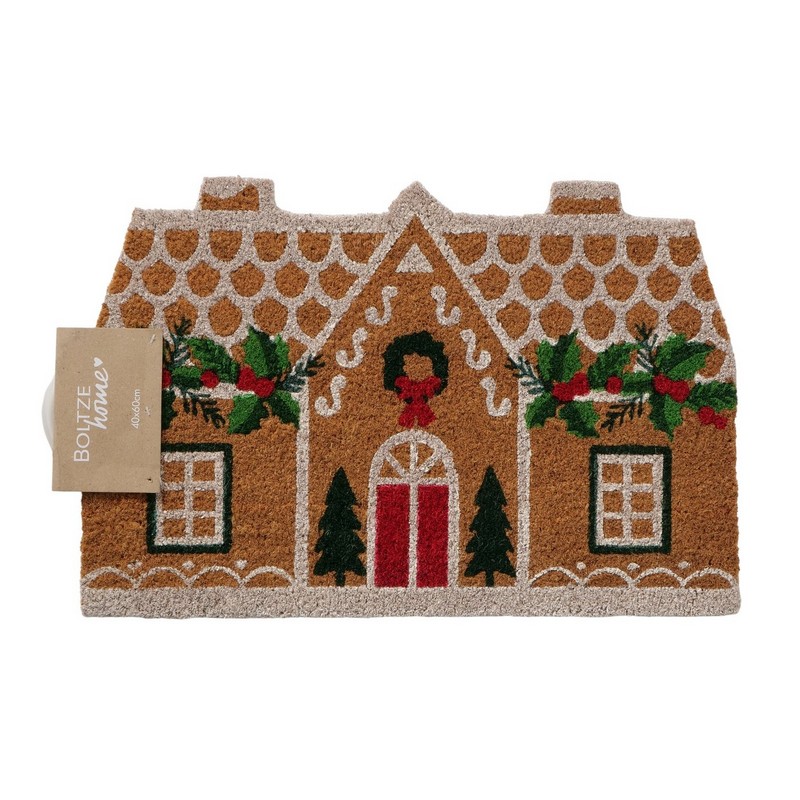 Zerbino in cocco decorato con casa natalizia