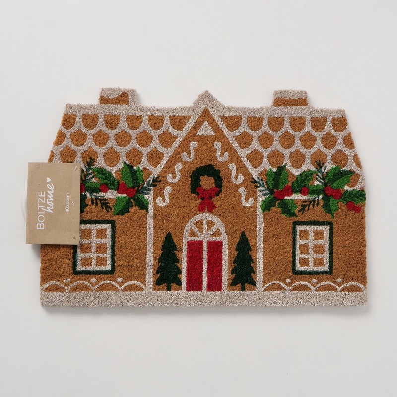 Zerbino in cocco decorato con casa natalizia
