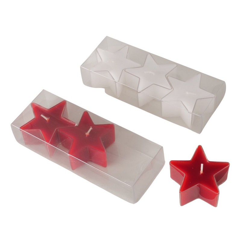 Set 3 candele tealight a forma di stella bianca