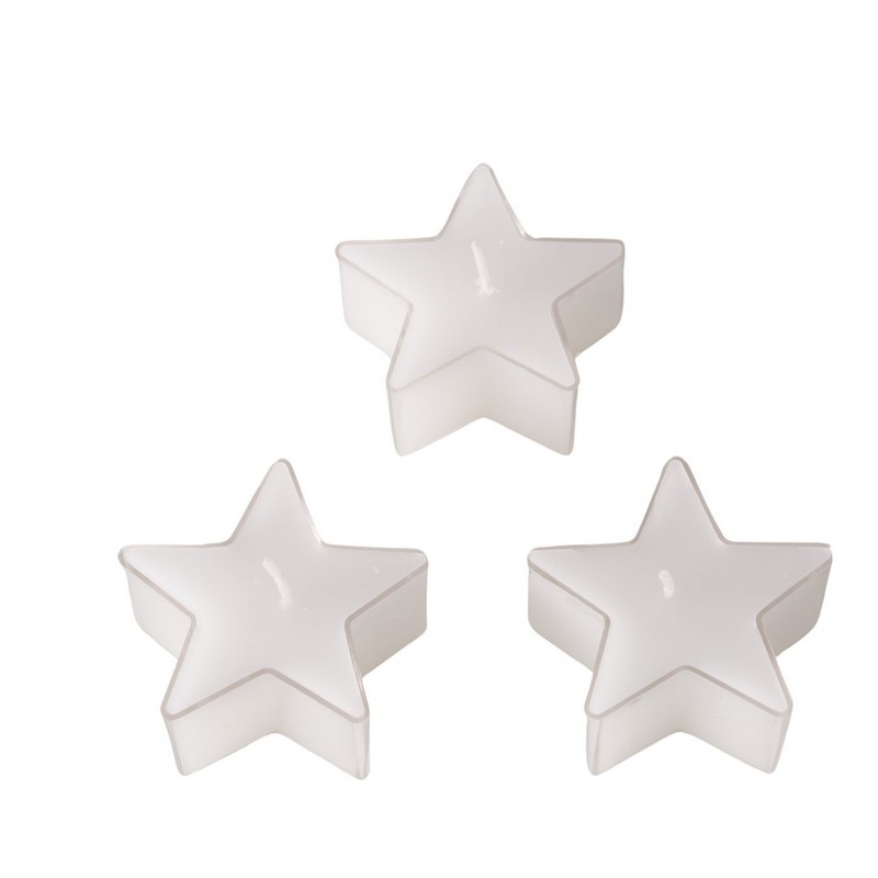 Set 3 candele tealight a forma di stella bianca