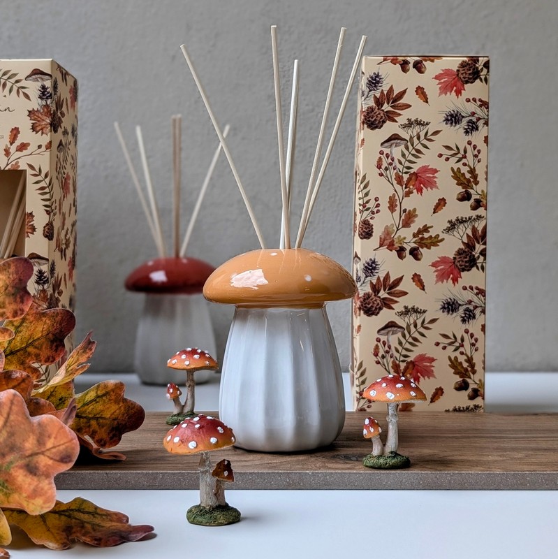 Diffusore di fragranza con 100 ml di profumo autunnale a forma di fungo in ceramica, in 2 varianti assortite