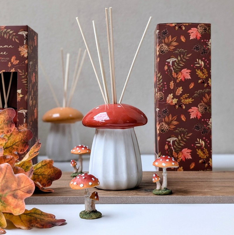 Diffusore di fragranza con 100 ml di profumo autunnale a forma di fungo in ceramica, in 2 varianti assortite