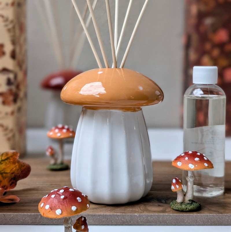 Diffusore di fragranza con 100 ml di profumo autunnale a forma di fungo in ceramica, in 2 varianti assortite