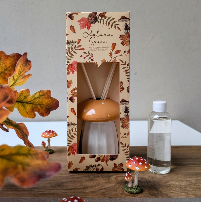 Diffusore di fragranza con 100 ml di profumo autunnale a forma di fungo in ceramica, in 2 varianti assortite