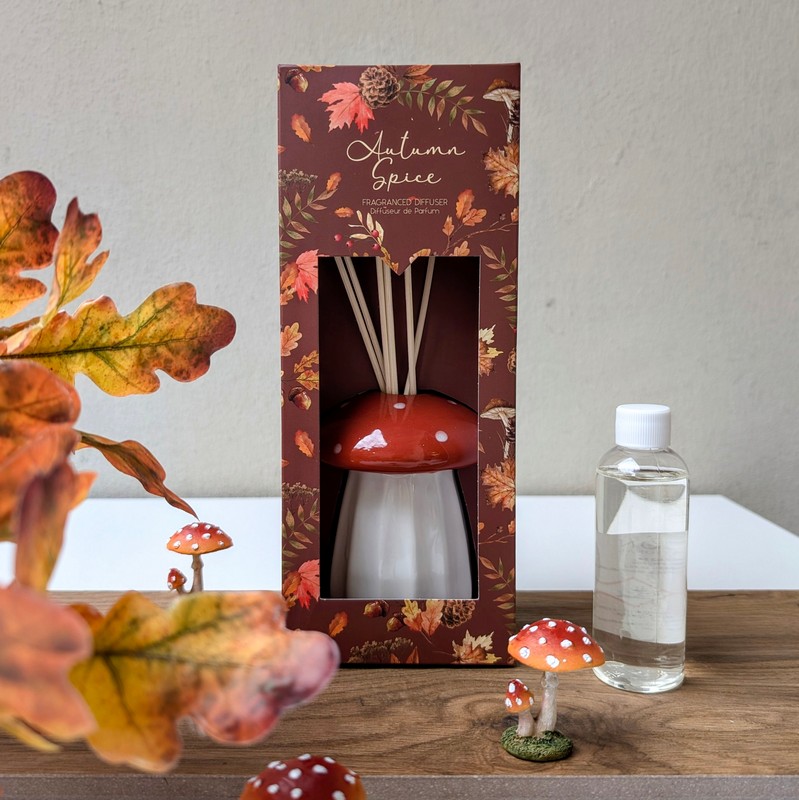 Diffusore di fragranza con 100 ml di profumo autunnale a forma di fungo in ceramica, in 2 varianti assortite