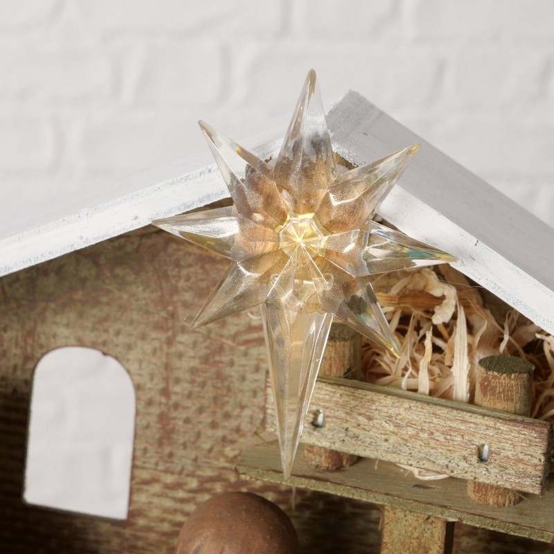 Presepe dipinto a mano in terracotta con luce LED