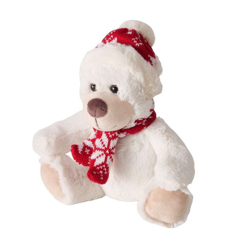 Peluche orso polare di Natale con sciarpa e cuffia