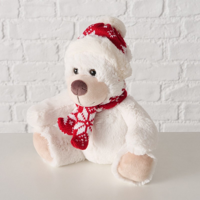 Peluche orso polare di Natale con sciarpa e cuffia