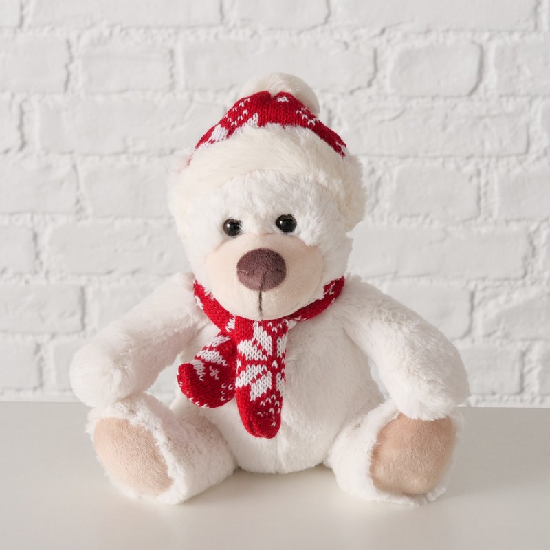 Peluche orso polare di Natale con sciarpa e cuffia