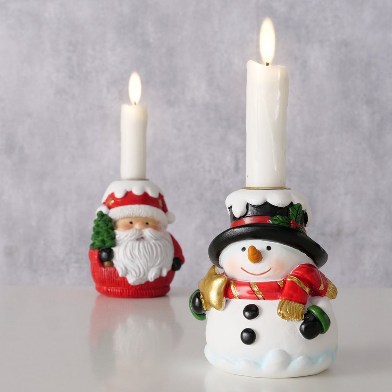 Portacandele per candele a stelo a forma di Babbo Natale in poliresina