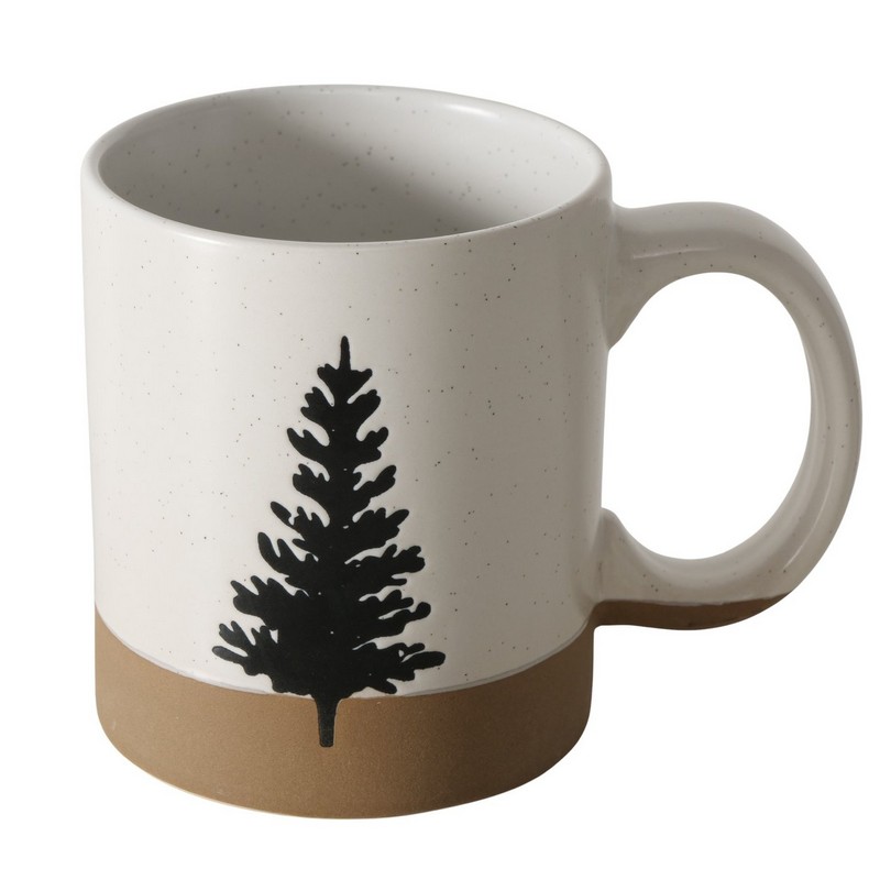 Tazza mug in gres bicolore con albero