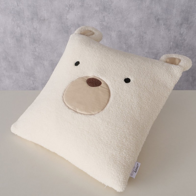 Cuscino a forma di muso di orso polare effetto bouclé
