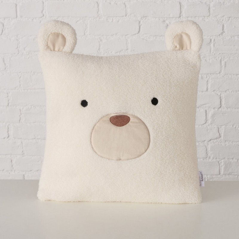 Cuscino a forma di muso di orso polare effetto bouclé