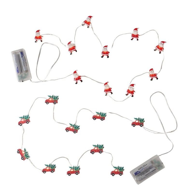 Filo di luci con 20 auto con albero di Natale luminose, perfetta come illuminazione di Natale