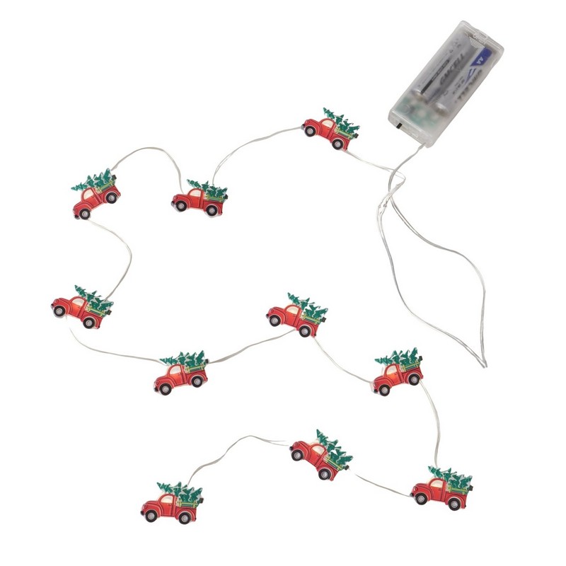 Filo di luci con 20 auto con albero di Natale luminose, perfetta come illuminazione di Natale