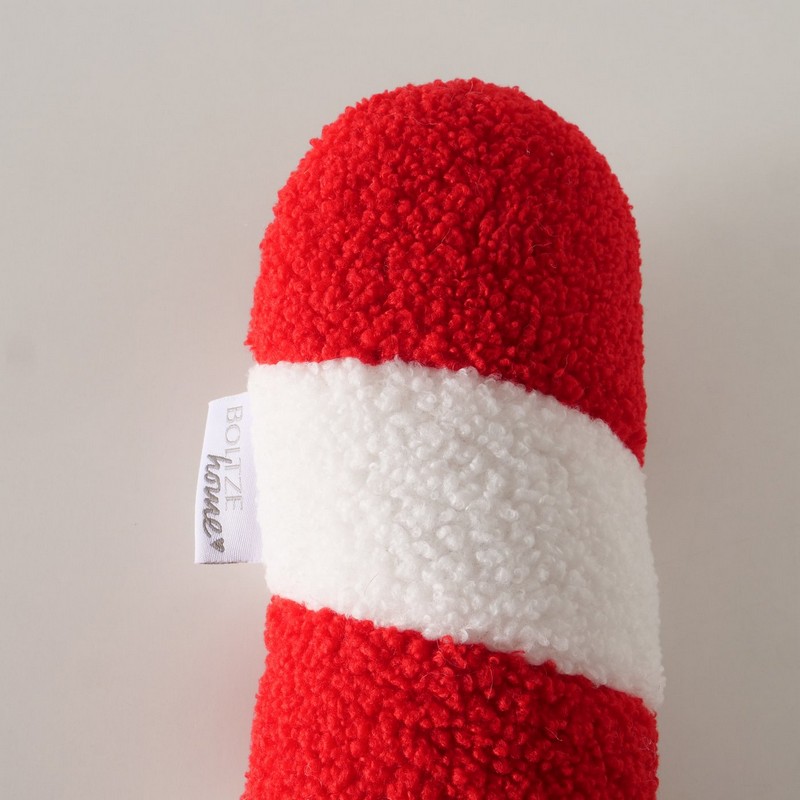 Cuscino di Natale a forma di bastoncino di zucchero effetto bouclé