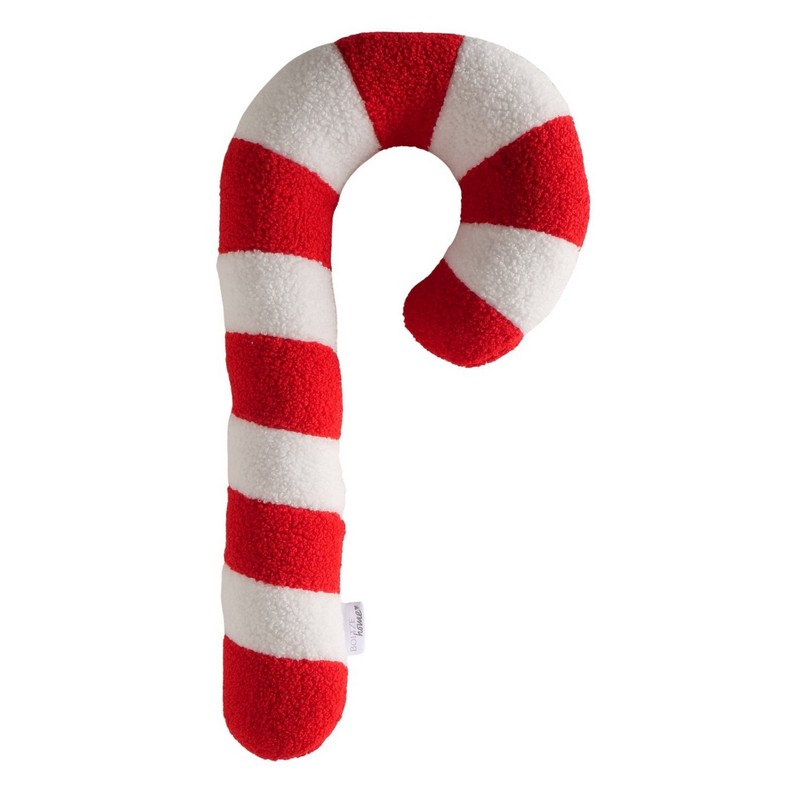 Cuscino di Natale a forma di bastoncino di zucchero effetto bouclé