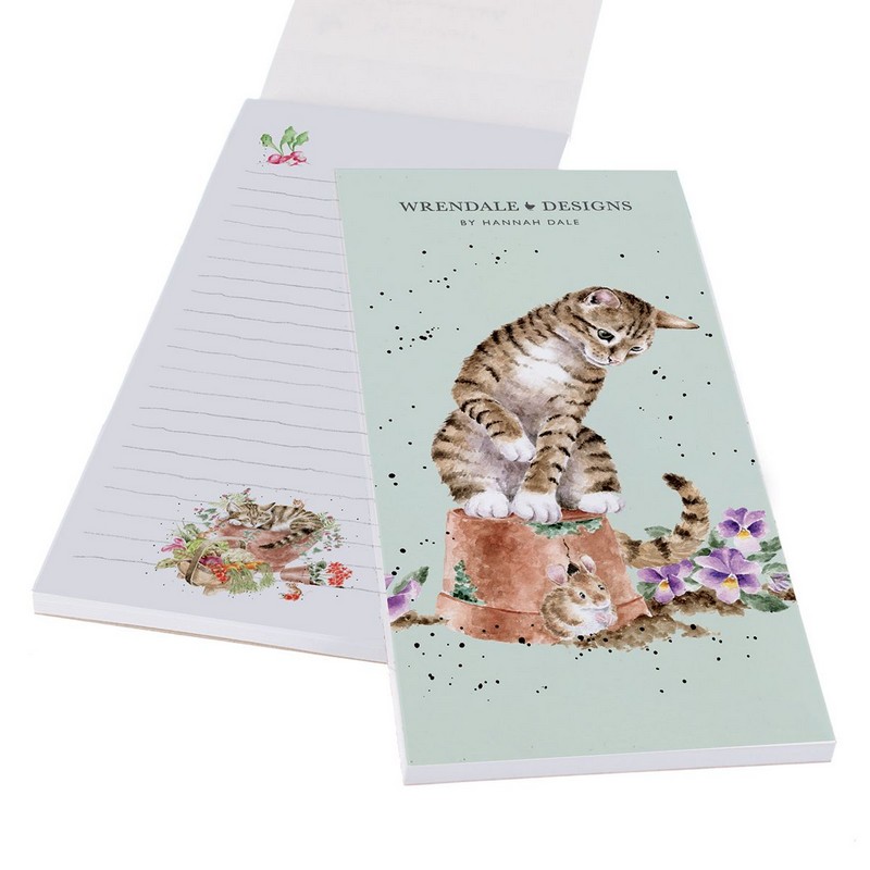 Block notes magnetico decorato con gatto e topo