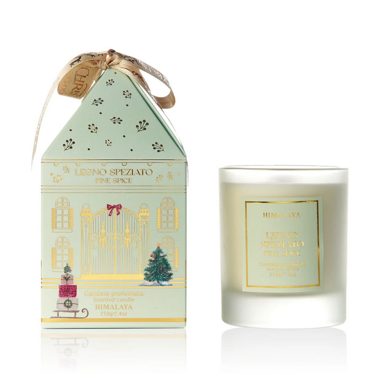 Candela in scatola regalo con stoppino in legno e profumazioni assortite (caramello salato, mela e brandy, torta di noci e legno speziato)