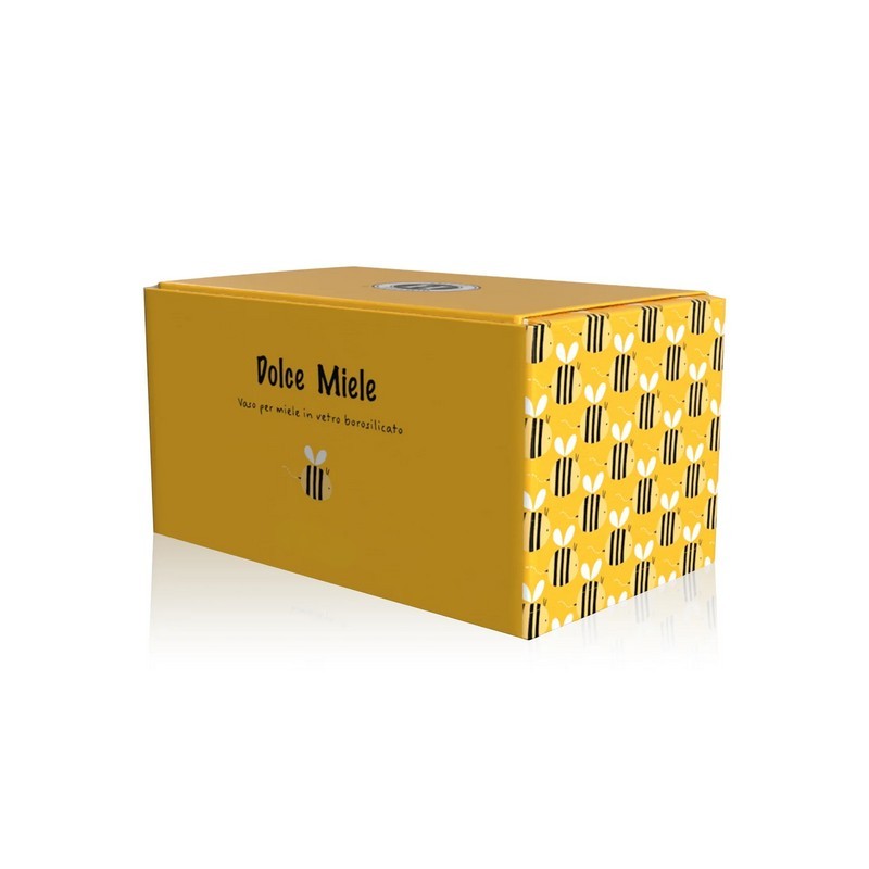 Barattolo in vetro per miele a forma di alveare decorato con api, include prendimiele