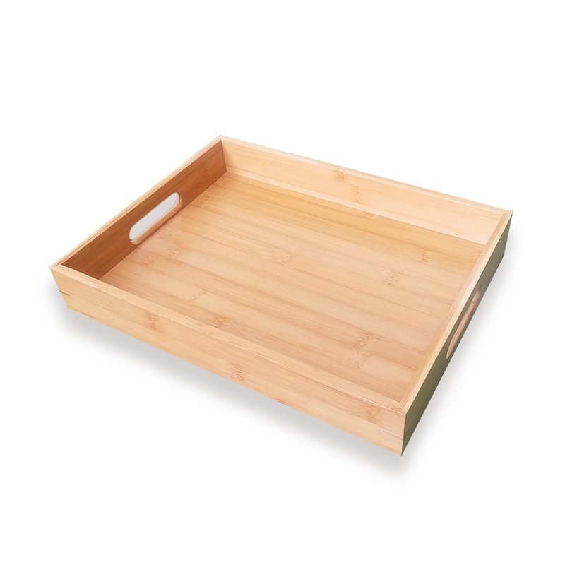 Vassoio in legno di bambù naturale di alta qualità con manici, ecologico e sostenibile al 100%