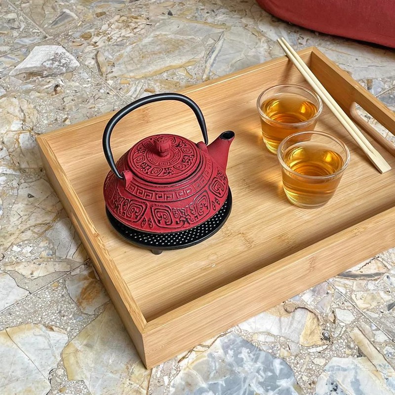 Vassoio in legno di bambù naturale di alta qualità con manici, ecologico e sostenibile al 100%