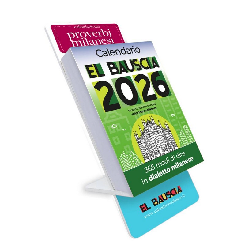 Calendario giornaliero da tavolo El Bauscia 2026 con detti e massime del dialetto milanese