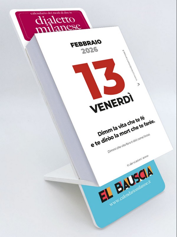Calendario giornaliero da tavolo El Bauscia 2026 con detti e massime del dialetto milanese