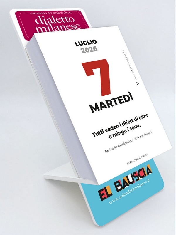 Calendario giornaliero da tavolo El Bauscia 2026 con detti e massime del dialetto milanese