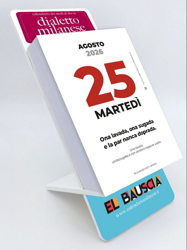 Calendario giornaliero da tavolo El Bauscia 2026 con detti e massime del dialetto milanese