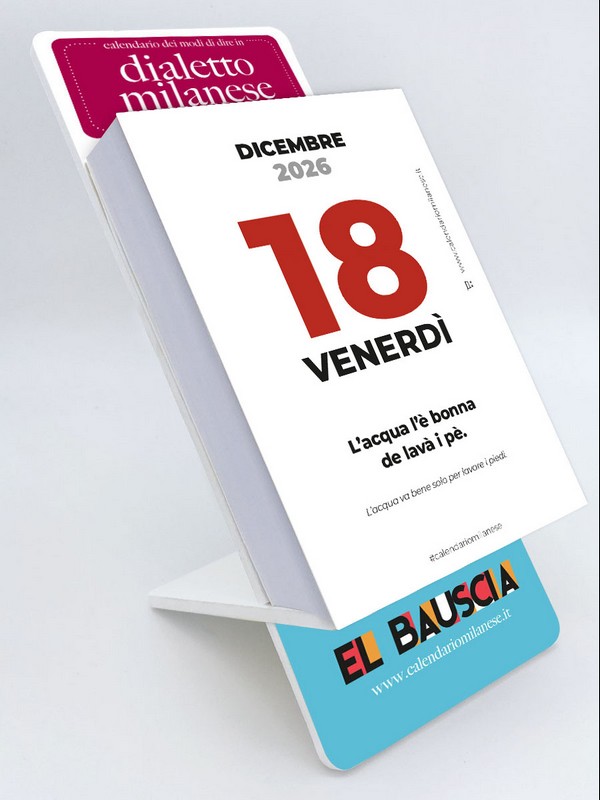Calendario giornaliero da tavolo El Bauscia 2026 con detti e massime del dialetto milanese