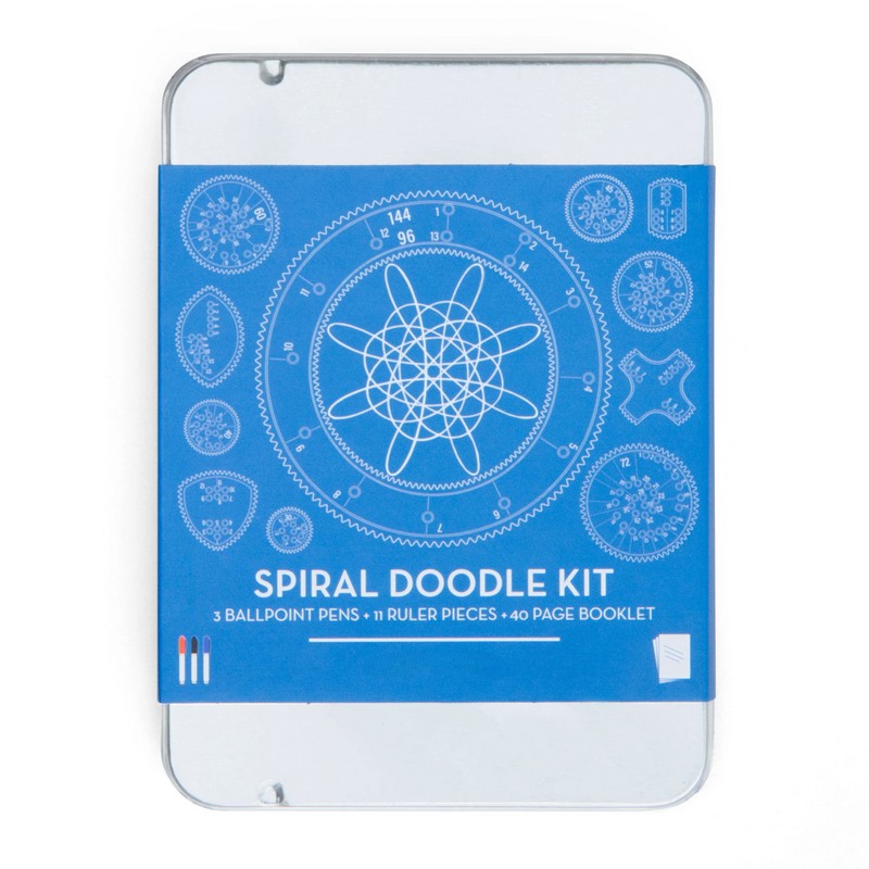 Set 11 spirali per disegnare forme geometriche con 3 penne e libricino da 40 fogli inclusi in cofanetto di metallo