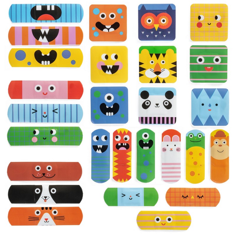 Set di 45 cerotti assortiti decorati con animali o mostri 