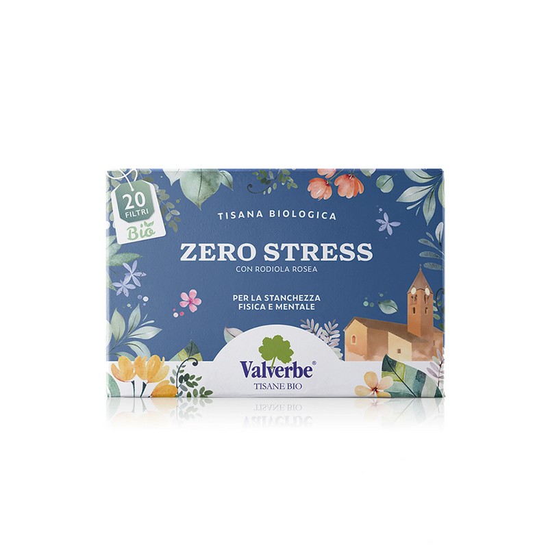 Tisana biologica zero stress con rodiola rosea per la stanchezza fisica e mentale, contiene 20 filtri