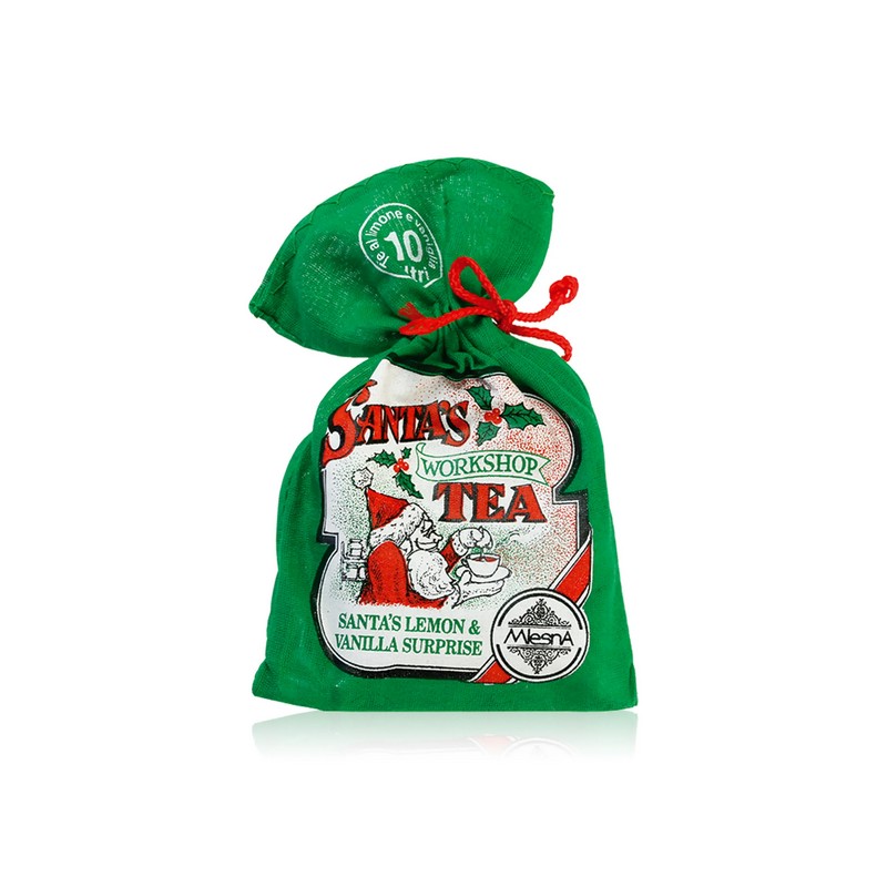 Tè di Natale vaniglia e limone in un sacchetto di cotone decorato che include 10 filtri