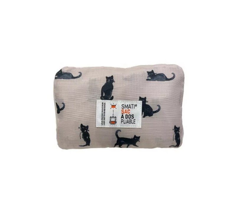 Zaino pieghevole impermeabile grigio con gatti