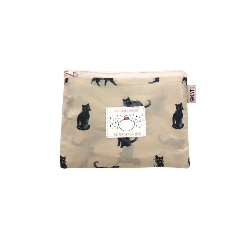 Poncho pieghevole da viaggio decorato con gatti, taglia unica