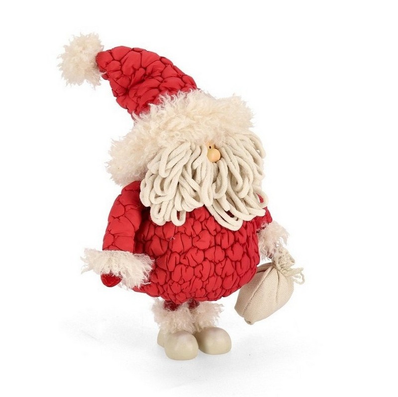 Babbo Natale decorativo da appoggio con piumino rosso e sacco, perfetto come idea regalo di Natale e per arricchire la tua collezione di Babbi Natale!