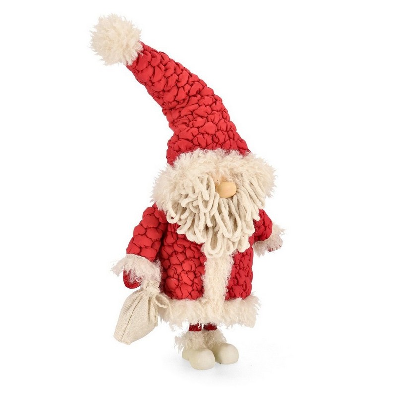 Babbo Natale decorativo da appoggio con piumino rosso e sacco, perfetto come idea regalo di Natale e per arricchire la tua collezione di Babbi Natale!