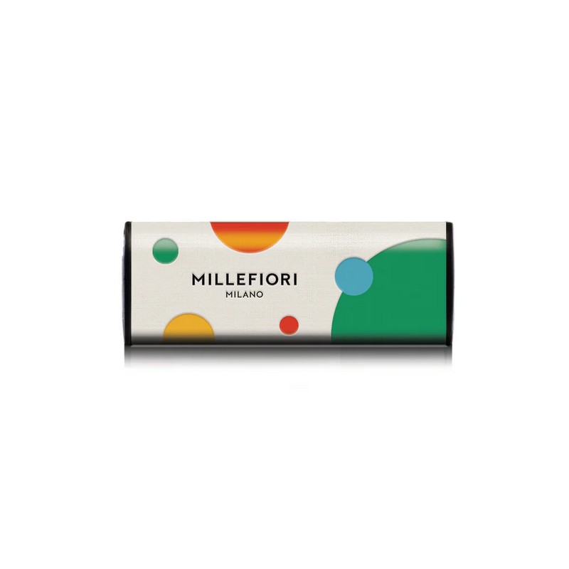Profumatore per auto Millefiori Icon Textile con essenza White musk e scocca in tessuto con motivo a sfere colorate