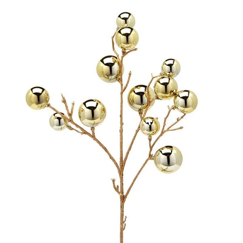 Ramo con 12 palline di Natale oro, perfetto per composizioni festive