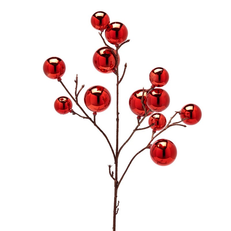 Ramo con 12 palline di Natale rosse, perfetto per composizioni festive