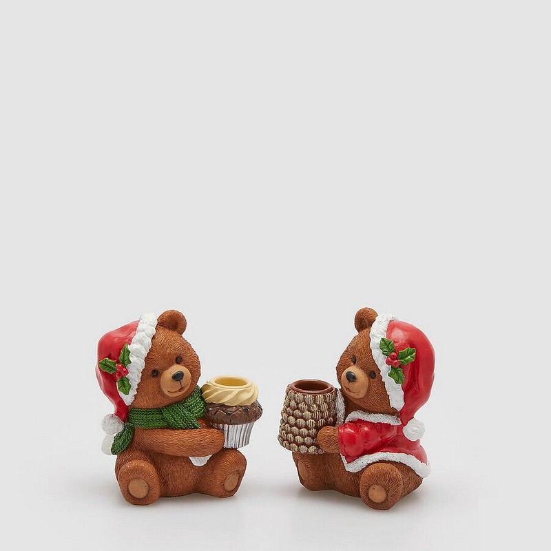 Portacandela orsetto di Natale in 2 varianti assortite