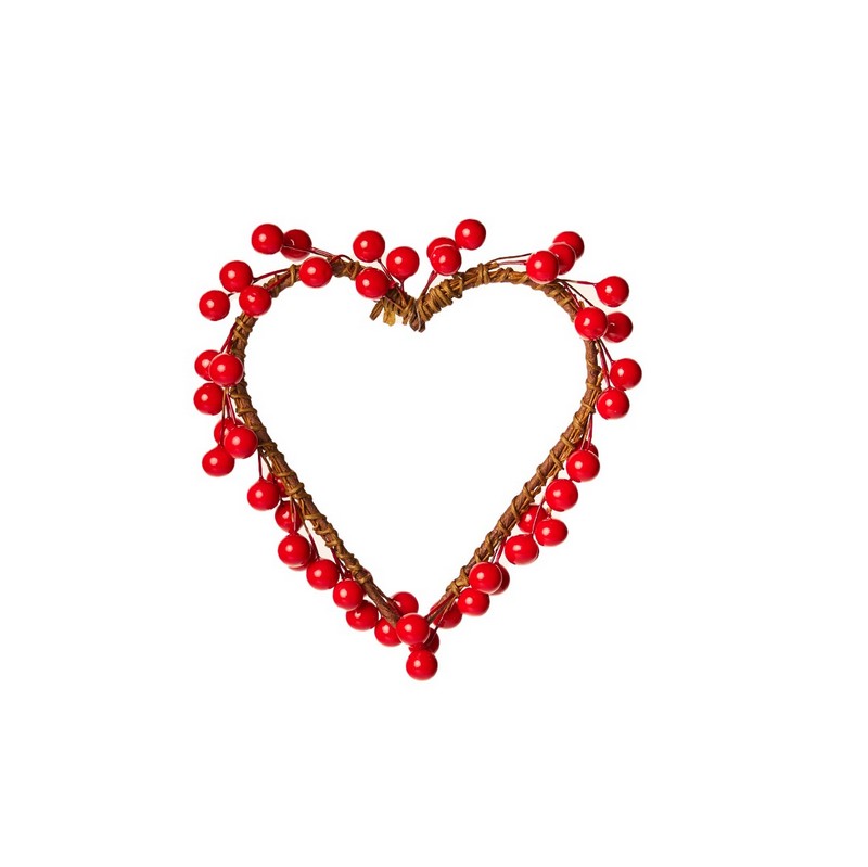 Cuore di bacche rosse, utilizzabile come ghirlanda autunnale o natalizia