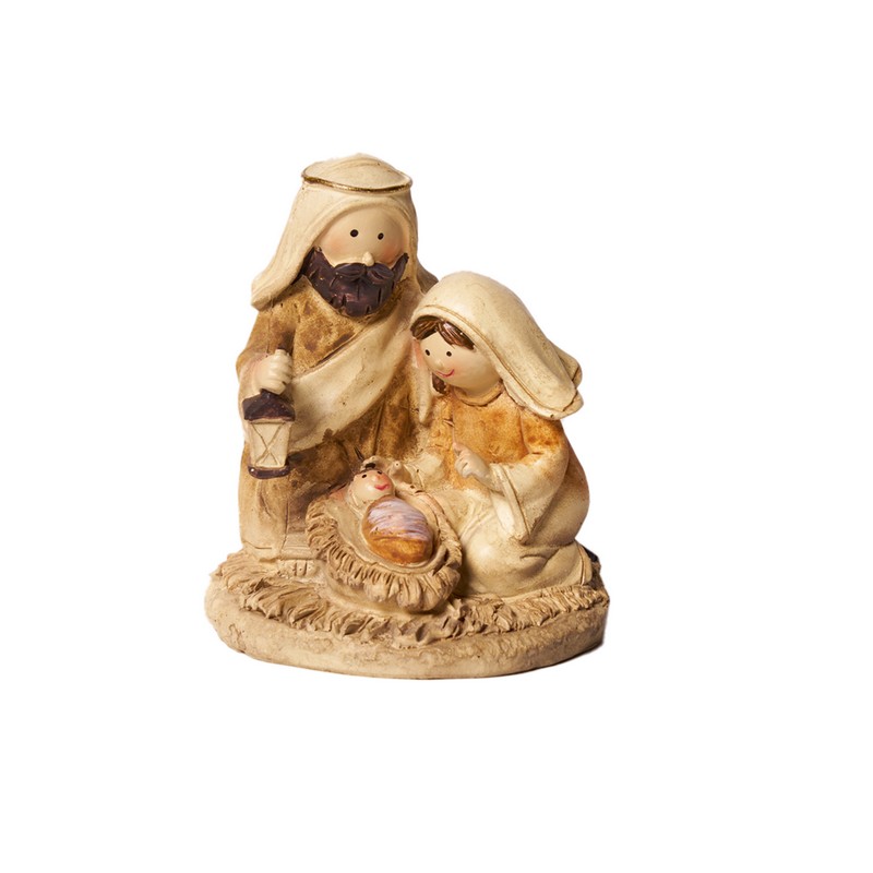 Natività da appoggio beige in poliresina