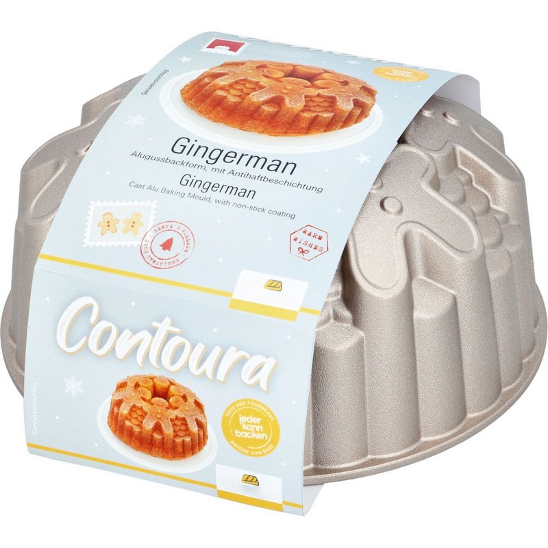 Stampo natalizio antiaderente per dolci a forma di omini di panpepato realizzato in alluminio pressofuso