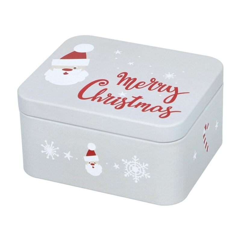 Scatola latta grigia da cucina con Babbo Natale