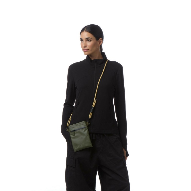 Borsa a tracolla unisex impermeabile color verde scuro, perfetta per portare cellulare, occhiali, portafogli ecc. - un'utilissima idea regalo donna e uomo 